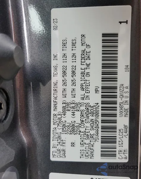 2023 Toyota Sequoia Sr5 from USA, damaged, VIN 7SVAAABA5PX008924